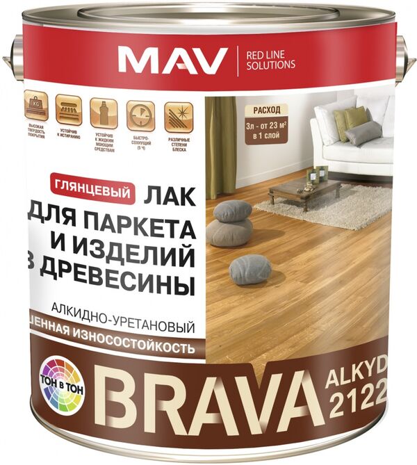 Лак BRAVA ALKYD 2122 для паркета и изделий из древесины