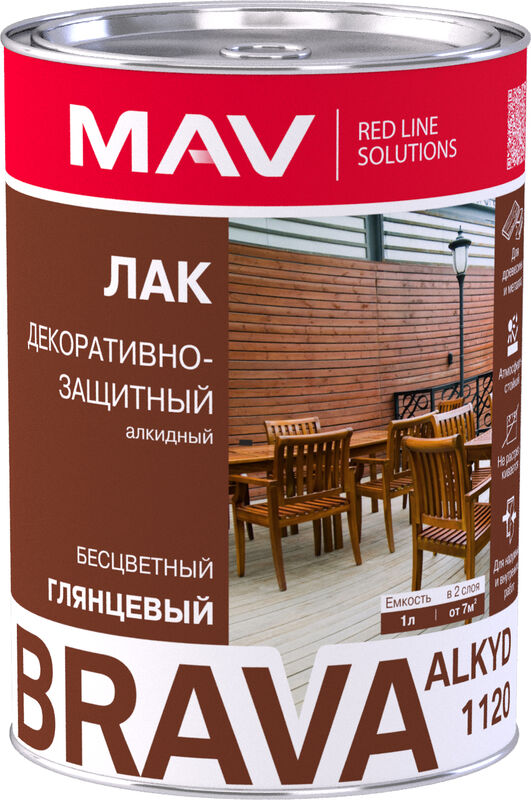Лак BRAVA ALKYD 1120 декоративно-защитный бесцветный глянцевый