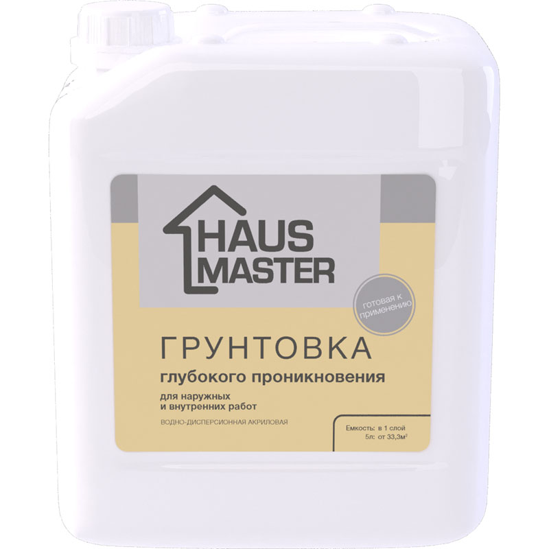 Грунтовка HAUS MASTER глубокого проникновения бесцветная 5л (5,0 кг)