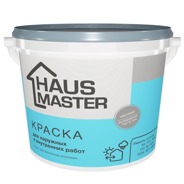 Краска HAUS MASTER для наружных и внутренних работ белая матовая